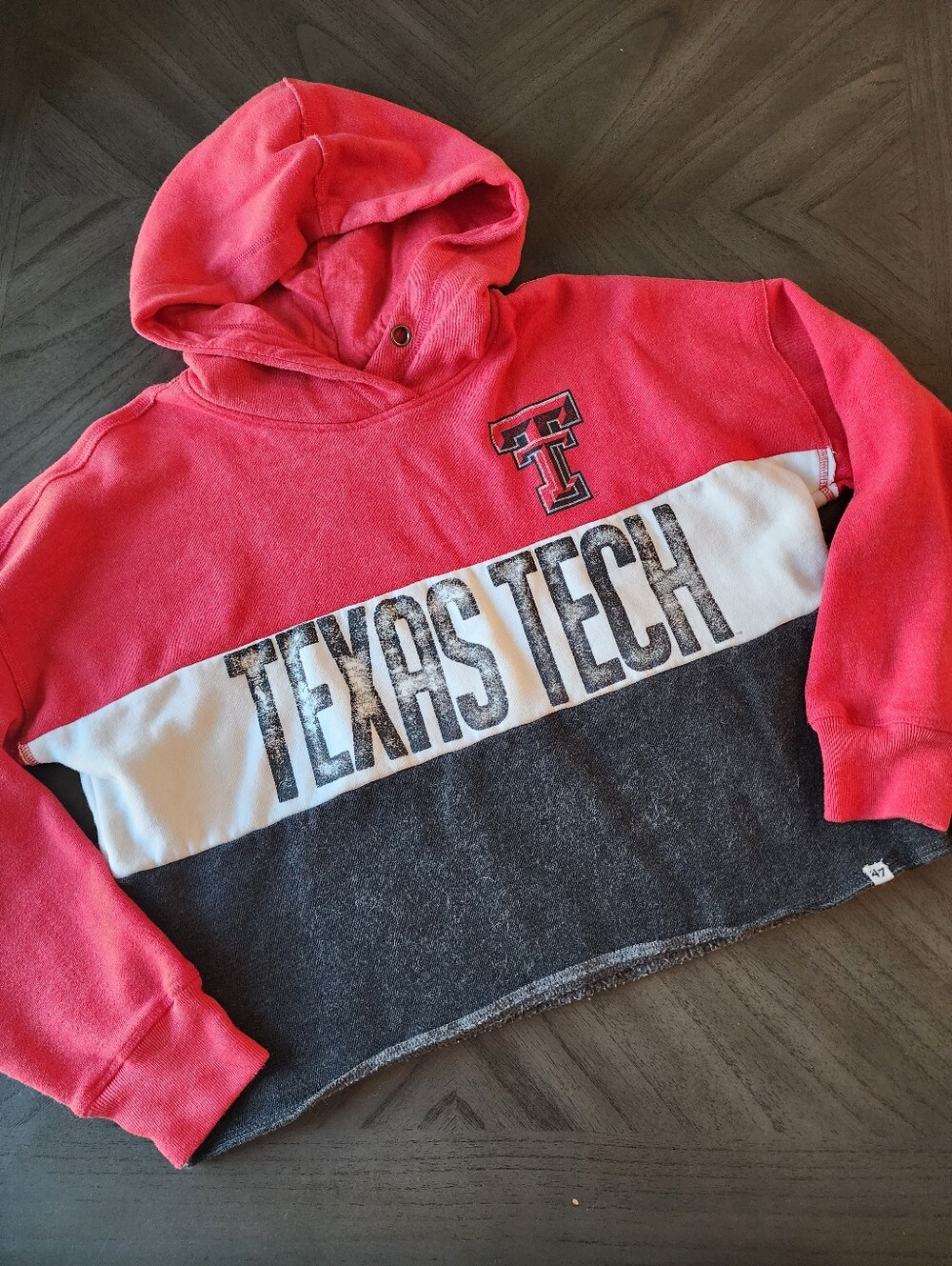 '47 Texas Tech Cropped Colorblock Hoodie Size M